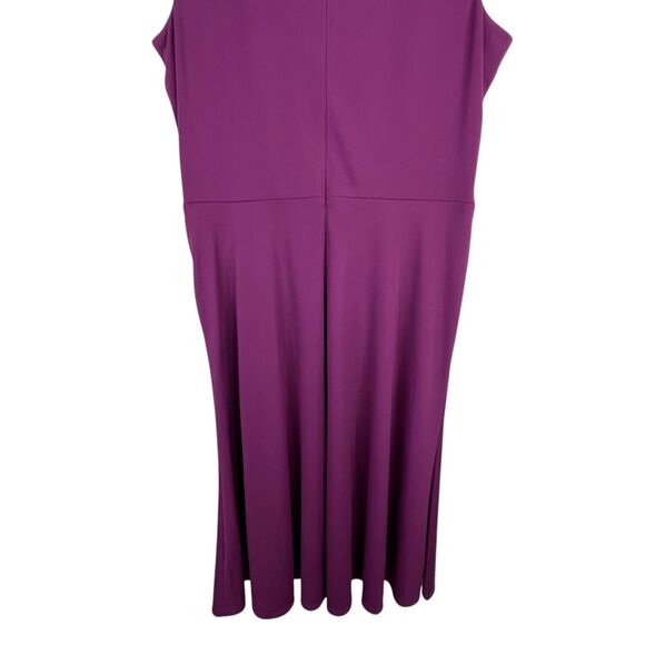 LAUREN Ralph Lauren Women's Twist-Front Jersey Dress Sz 16 Purple Midi A-Line - Picture 7 of 12